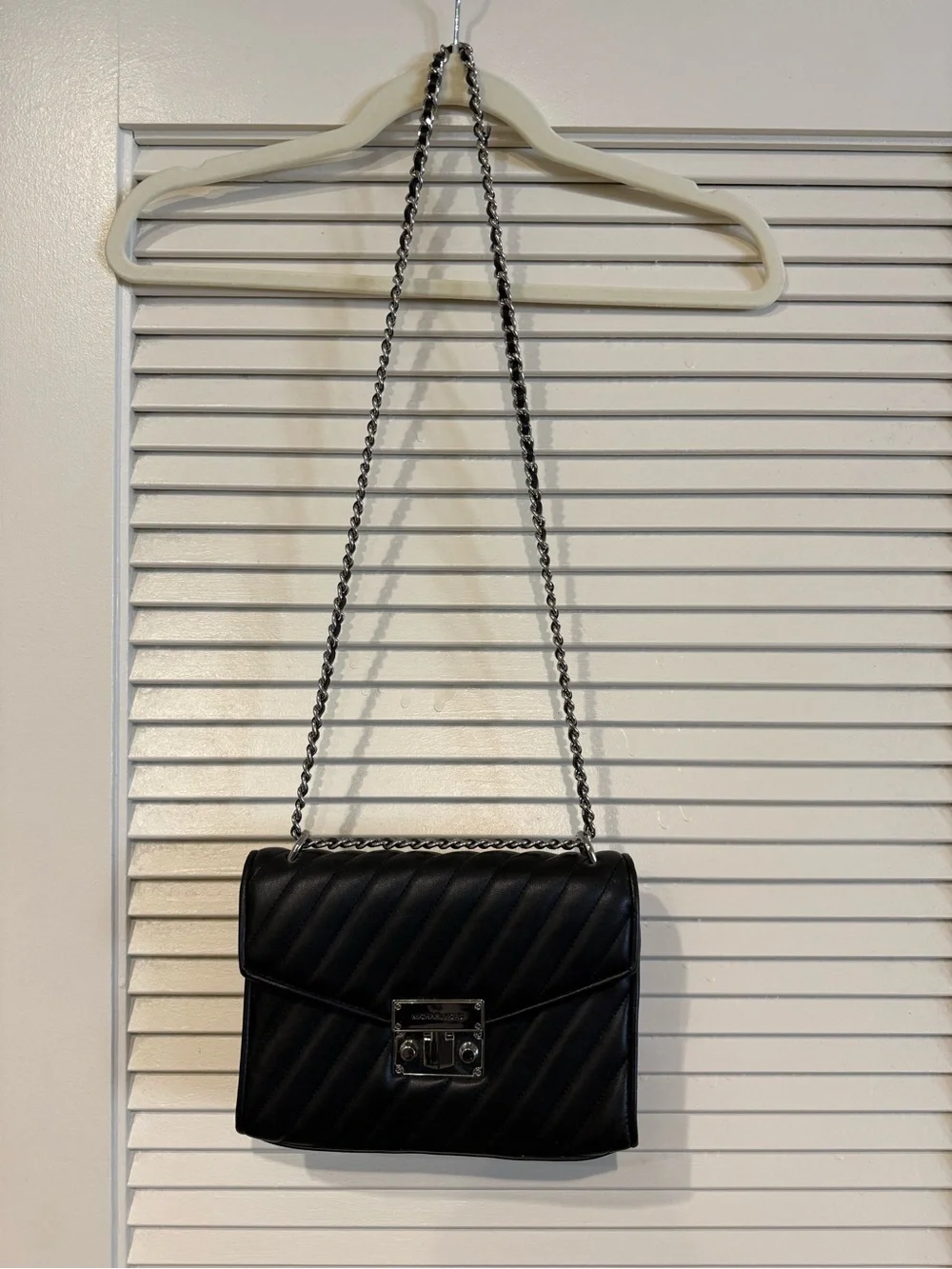 Michael Kors Black Quilted Chain Crossbody Shoulder Bag